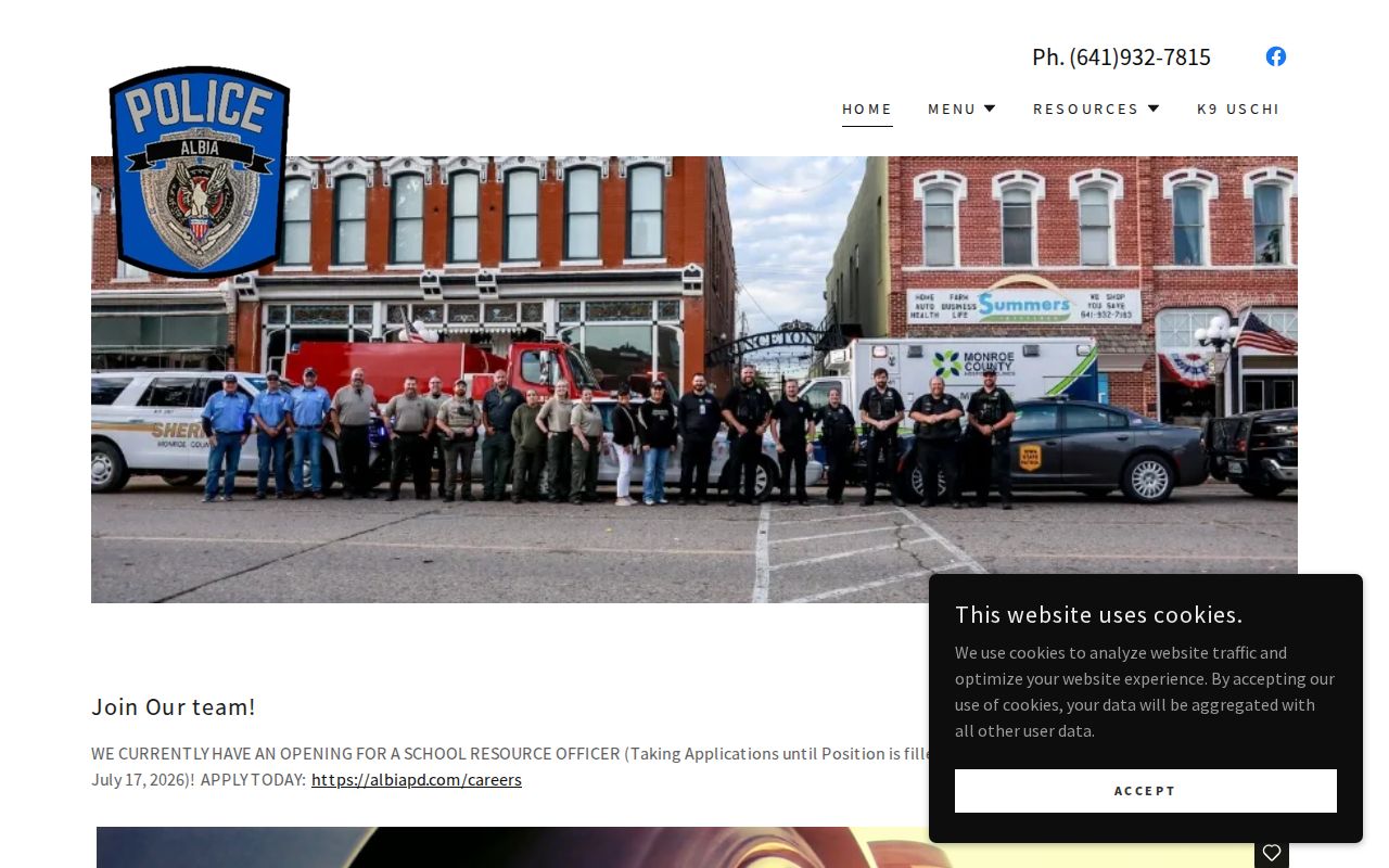 Albia Police Department website and contact information