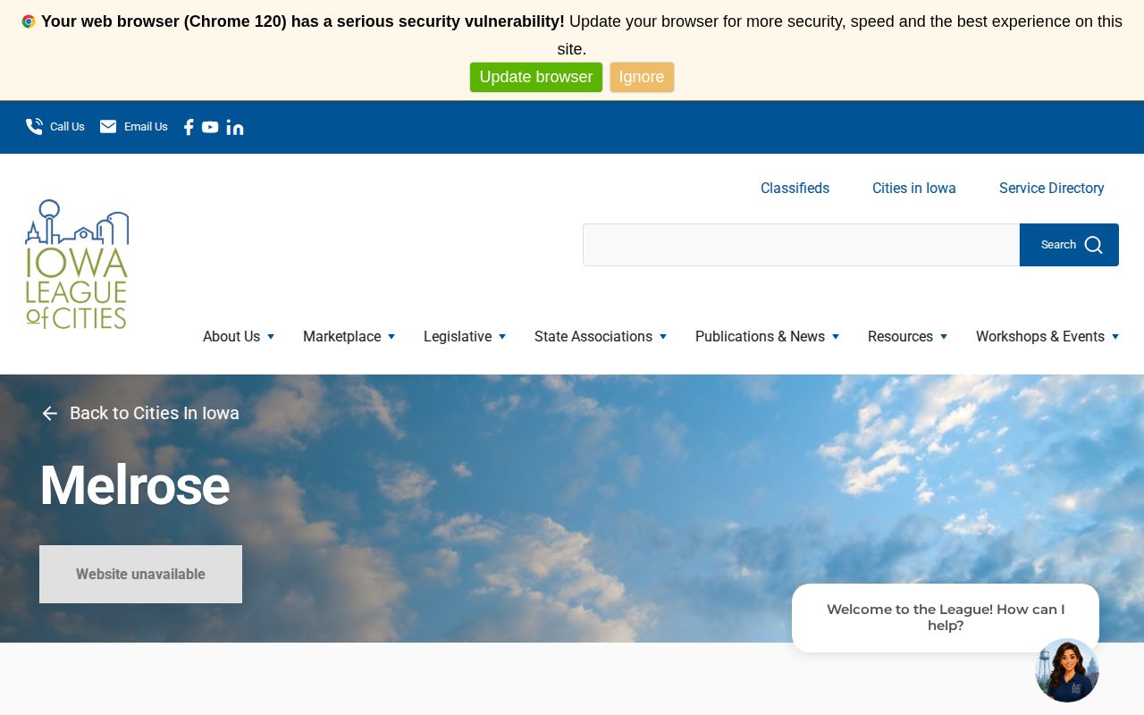 Iowa League of Cities municipal entry for Melrose