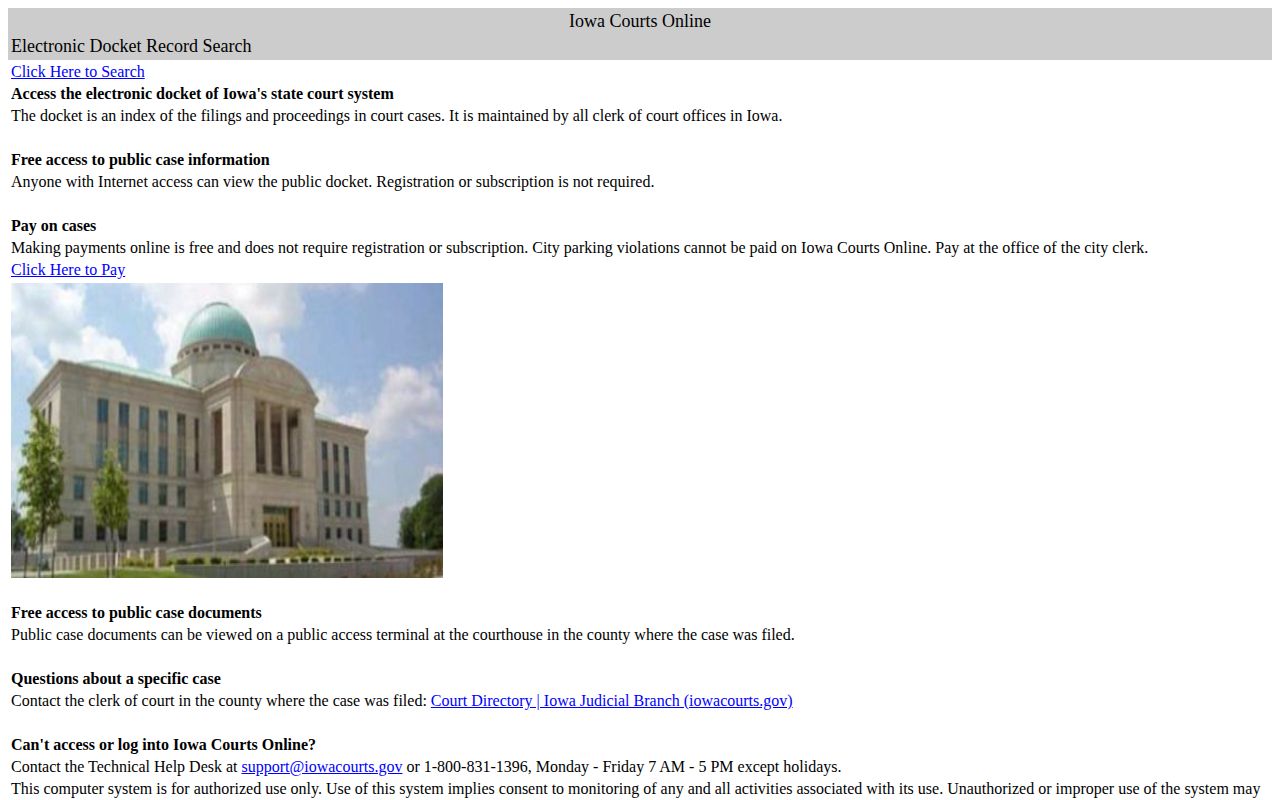 Iowa Courts disposition search for Monroe County arrest records